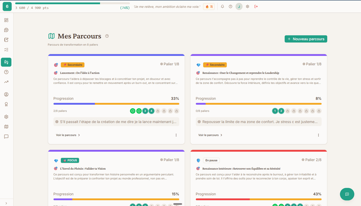 Mes Parcours — screenshot app NL4M