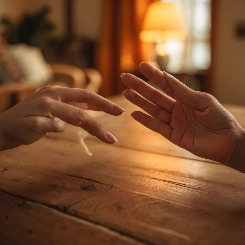 Mains en conversation — accompagnement humain